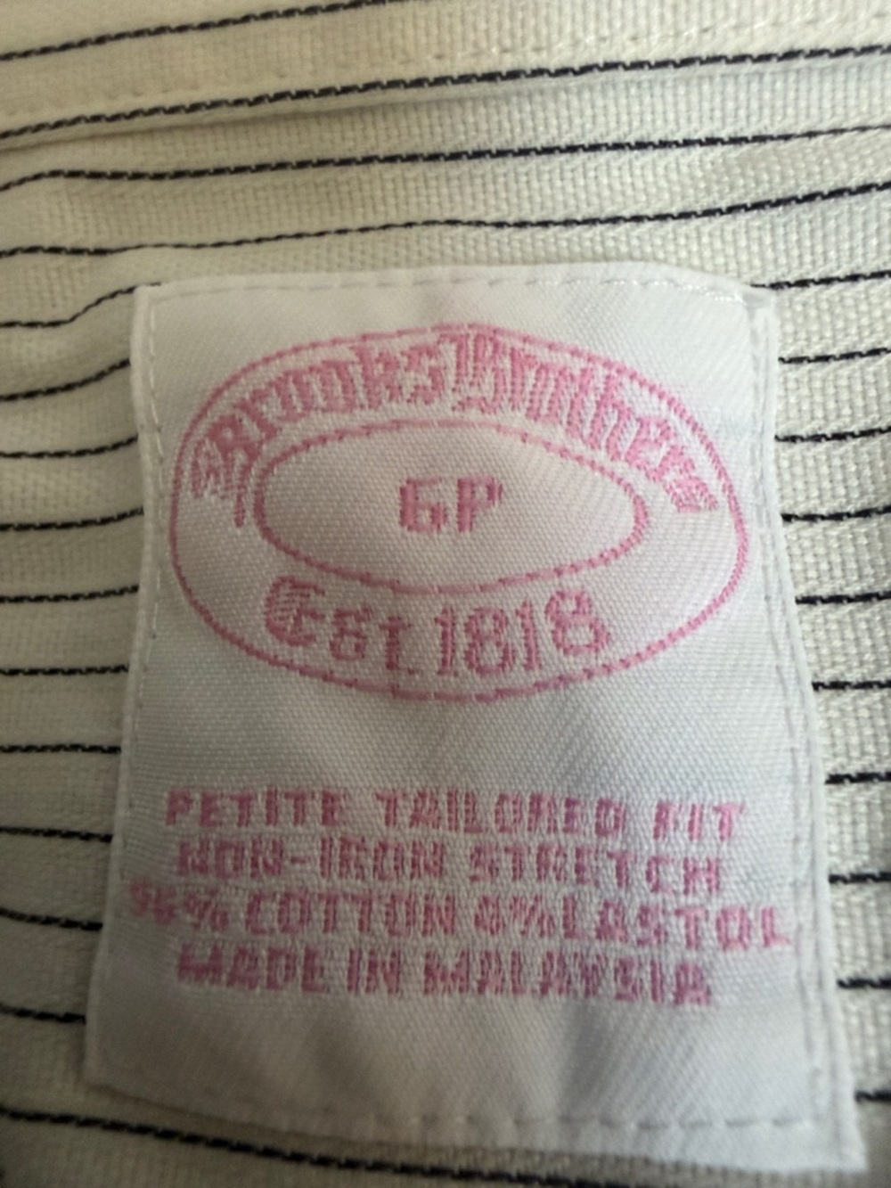 Brooks Brothers White Shirt with Thin Gray Pinstripes - Picture 3 of 5